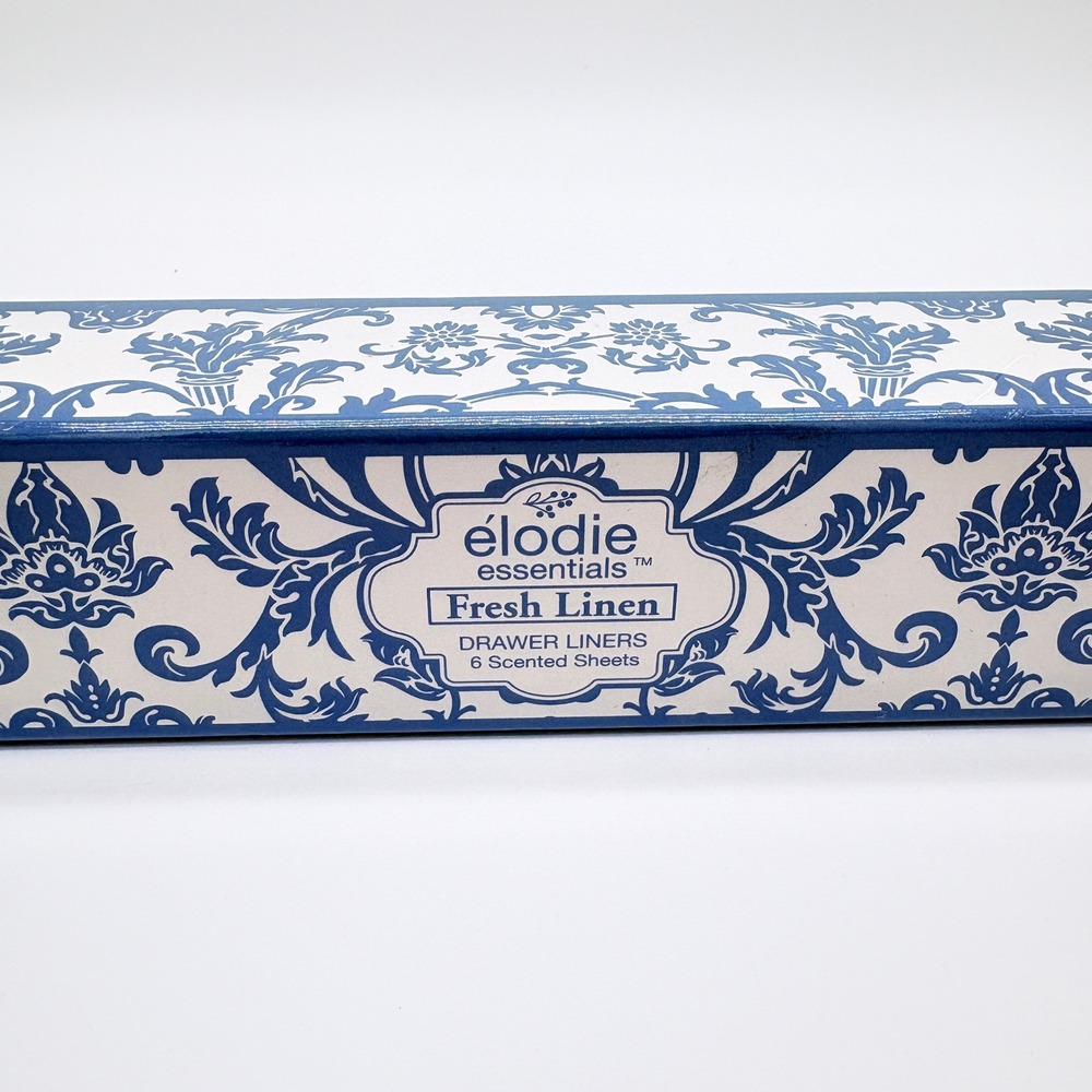 Scented Drawer Liners Elodie Essentials Fresh Linen 6 Sheets Blue White Damask